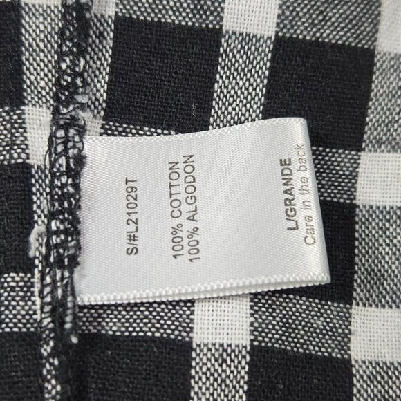 Love Tree Black White Check Button‎ Up Shirt L Long Sleeve Cotton Flannel - Picture 7 of 10